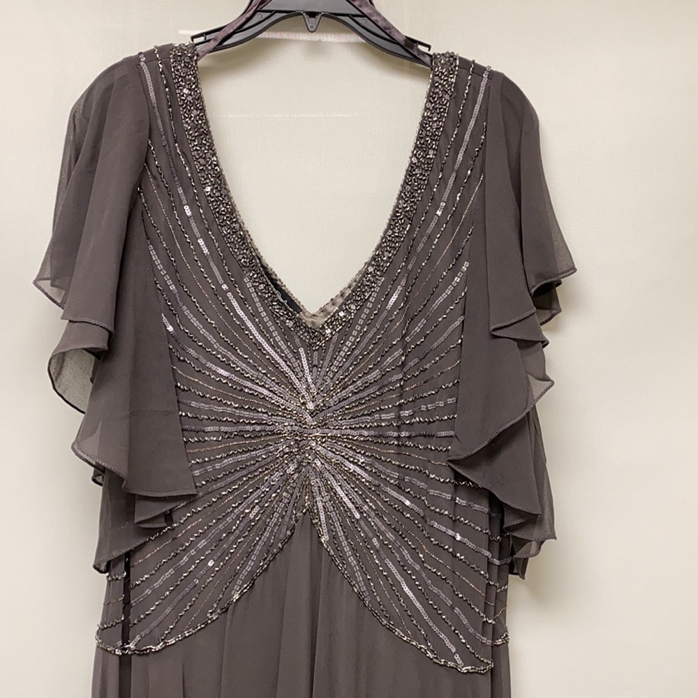 JKARA flutter sleeves fit and flare beaded bodice long gown - Picture 2 of 7
